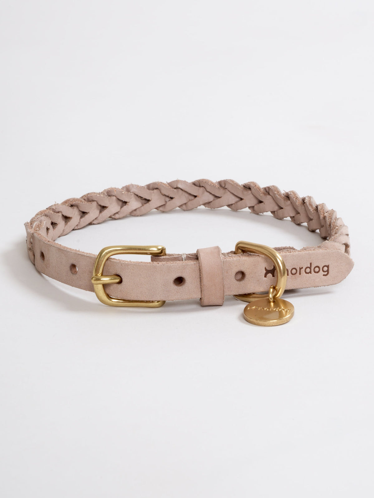 Nordog HUGO flettet hundehalsbånd – Taupe – billede 1