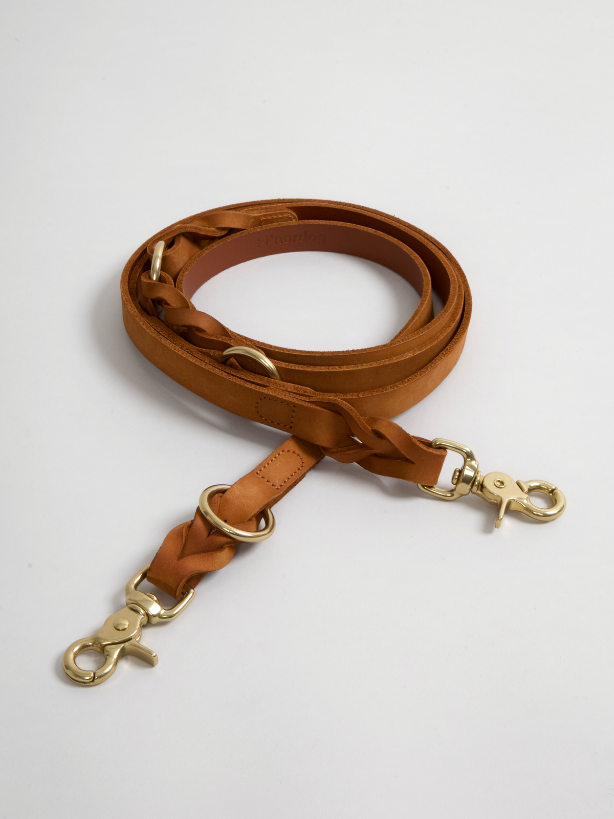 Nordog HUGO flettet hundesnor – Cognac – billede 1