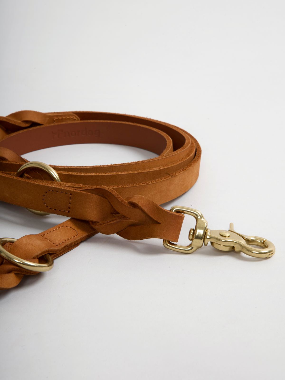Nordog HUGO flettet hundesnor – Cognac – billede 3