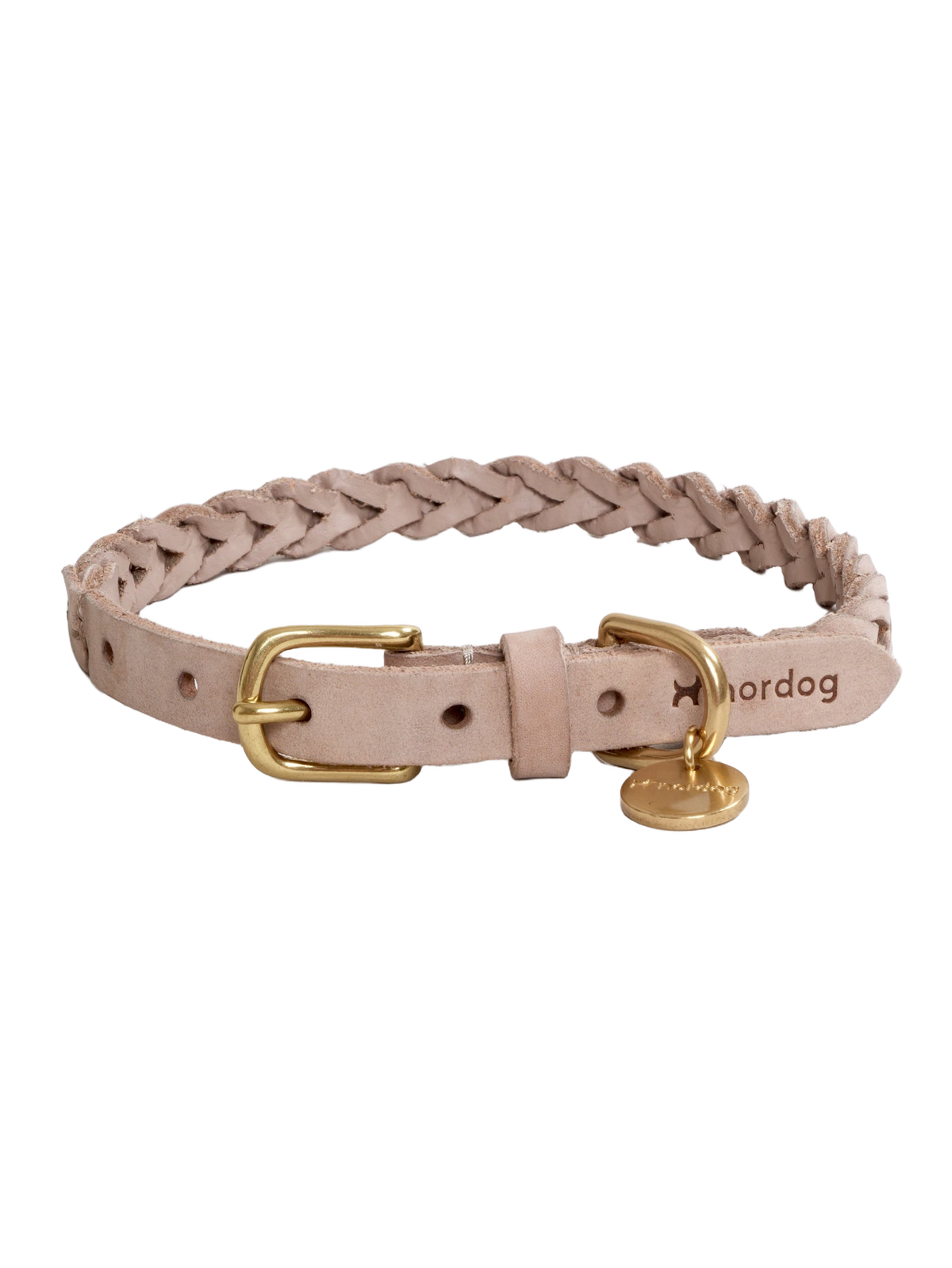 Nordog HUGO flettet hundehalsbånd – Taupe – fritlagt produktfoto